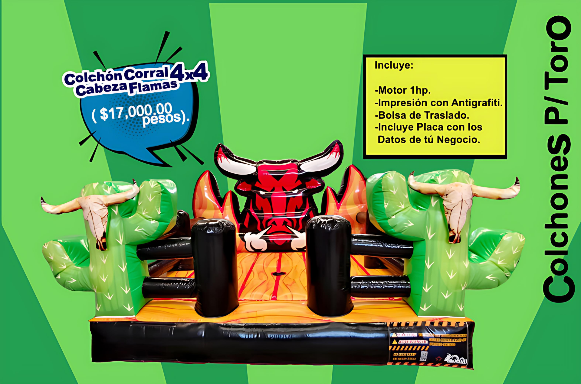 Colchón para Toro Corral Cabeza Flamas 4x4 - Colchones P/Toro MexBull
