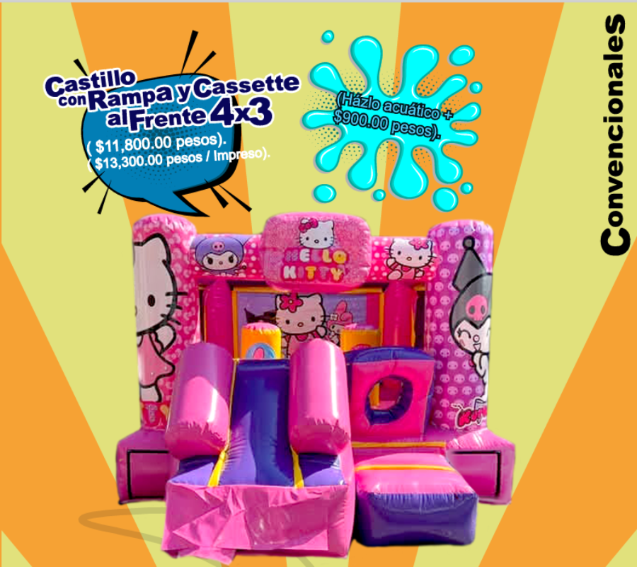 Brincolín Convencional Castillo con Rampa y Cassette al Frente 4x3 - Brincolin Convencional MexBull