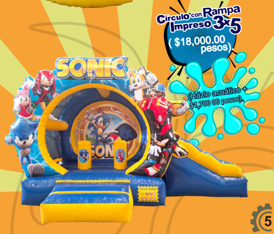 Brincolín Convencional Círculo con Rampa Impreso 3x5 - Brincolin Convencional MexBull