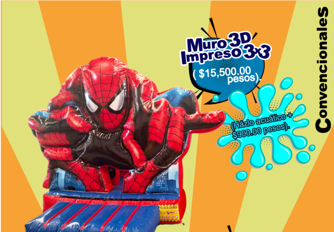 Brincolín Convencional Muro 3D Impreso 3x3 - Brincolin Convencional MexBull