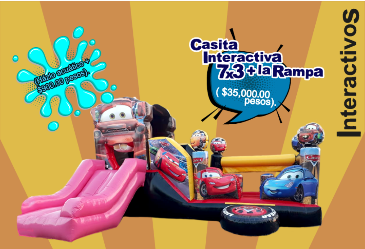 Casita Interactiva 7x3 + Rampa - Brincolin Interactivo MexBull