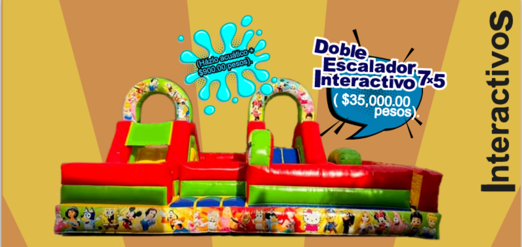 Brincolín Doble Escalador Interactivo 7x5 - Brincolin Interactivo MexBull