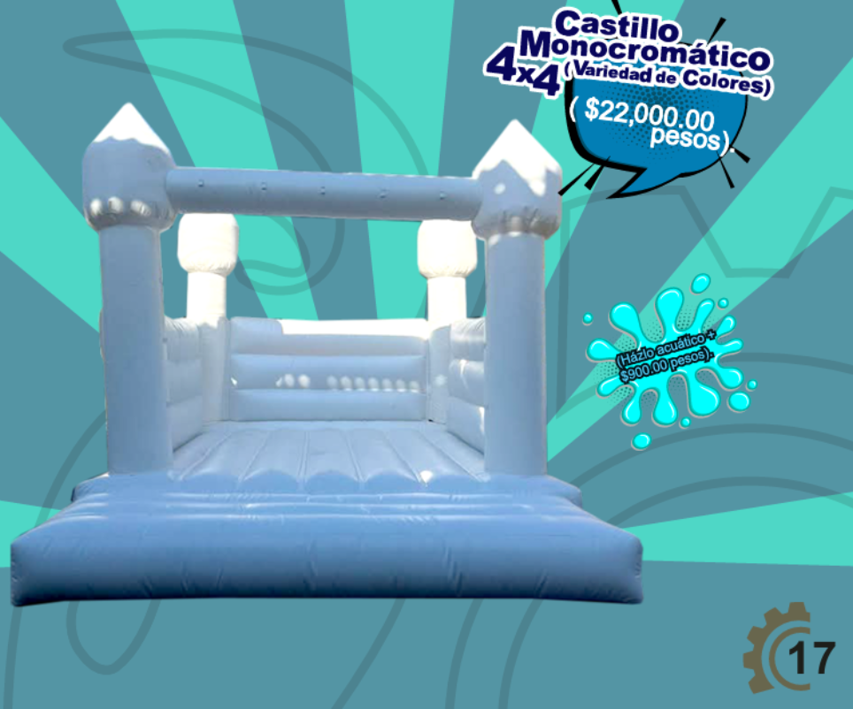 Brincolín Castillo Monocromático 4x4 (Variedad de Colores)